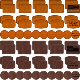 iFForce Laser Engraving Blanks - 60pcs Leatherette Khaki & Brown Hat Patches - PU Leather Iron on Hat Patches for DIY Custom Laserable Engravable Craft Gifts