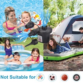 YUUUPIM Electric Air Pump Portable Quick-Fill Air Pump with 3 Nozzles, 110V AC/12V, Perfect Inflator/Deflator Pumps Suitable for Swimming Ring, Air Mattress, Outdoor Camping, Inflatable Cushion.