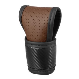 Partuto 1 x universal car gear knob cover, automatic gear knob protection, made of breathable, non-slip gear knob, protective cover, faux leather in brown