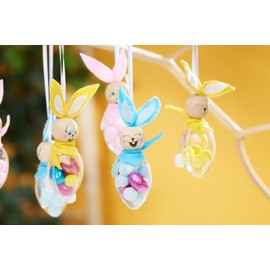 Set of 6 Acrylic Eggs 6 cm Transparent with Hanging Loop Easter Eggs for Crafts Separable