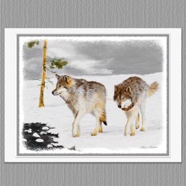 6 Christmas Cards Wolves in Snow Wolf Art Note Greeting Cards