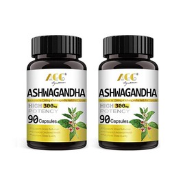 Antceco 300mg High Potency Ashwagandha & Vitamin B, KSM-66, 90 Capsules - Non-GMO, Gluten-Free, Boosts Energy & Improves Sleep Quality Healthcare Dietary Supplement - Edible - Specification: 2 bottle