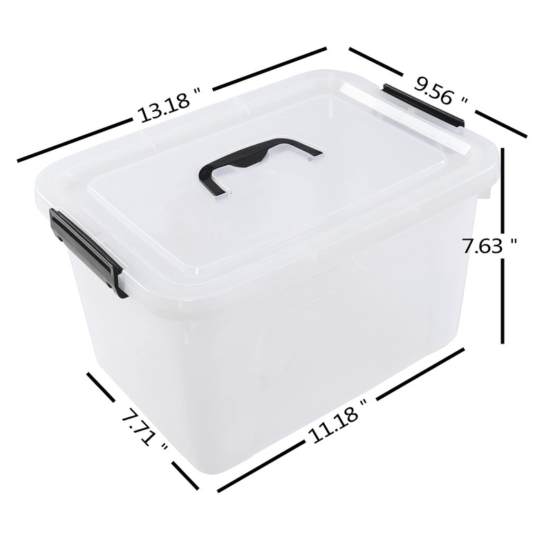 Tstorage 12 Quart Plastic Storage Bin with Lid, Clear Latch