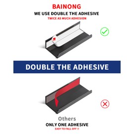 BaiNong 5 Pack Adhesive Cabinet pulls 6 inch Stick on Handles Black Finger pulls for cabinets Finger pulls Adhesive Drawer pulls Edge for Concealed Seam Handles Flat