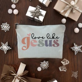 Yomisex Love Like Jesus Christian Bible Makeup Bag, Christian Religious Bible Verse Gifts for Women, Bible Verse Scripture Cosmetic Bags Toiletry Bag for Women（Blue）