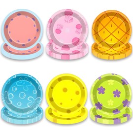 XDHSS 60Pcs Cartoon Sponge Party Plates 7 inch,For Sponge Birthday Theme Party Supplies