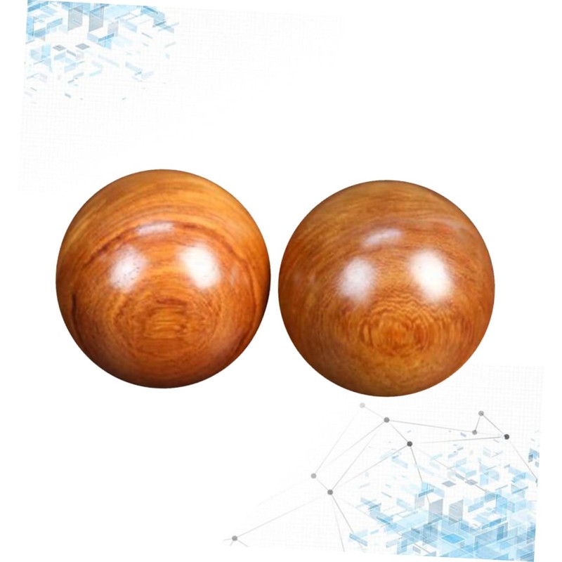 FRCOLOR 2pcs Wooden Massage Balls Round Fitness Hand Exercise Balls