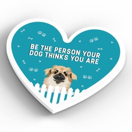 Global Designs Tibetan Spaniel Person Your Dog Thinks You Are Katie Pearson Artworks Heart Shaped Wooden Magnet