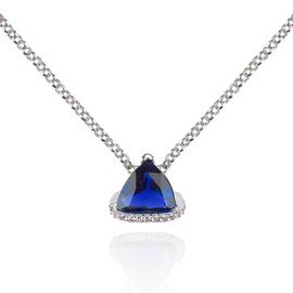 namana Triangle Blue Pendant Necklace for Women. Pendant Necklace for Women with a Blue Trillion Shaped CZ Gemstone. Coloured Gemstone Necklaces for Women with Gift Box.