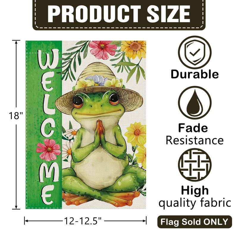 Dyrenson Meditation Yoga Frog Welcome Decorative Garden Flag