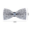 KRYMSON 1 Piece Crystal Bow Tie Silver Glitter Adjustable Sequin