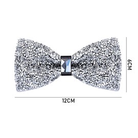 KRYMSON 1 Piece Crystal Bow Tie Silver Glitter Adjustable Sequin Bow Tie, Men's Sequin Bow Tie, Glitter Sequins for Men, Glitter Accessories Party, silver