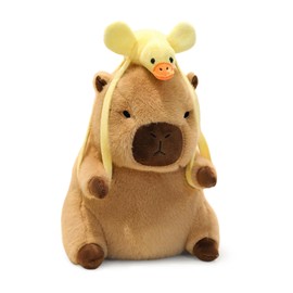 Ditucu Capybara Plush with Duck Backpack 7.8 inch Cute Capibara Stuffed Animal Soft Plushies Toys Gifts for Kids Brown
