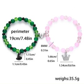 Disengor Elphaba Glinda Friendship Matching Bracelets - Wicked Musical Merch Witch Hat Crown Wand Heart Charm Necklaces - BFF Couple Accessories Christmas Valentine's Day Gift Set of 2