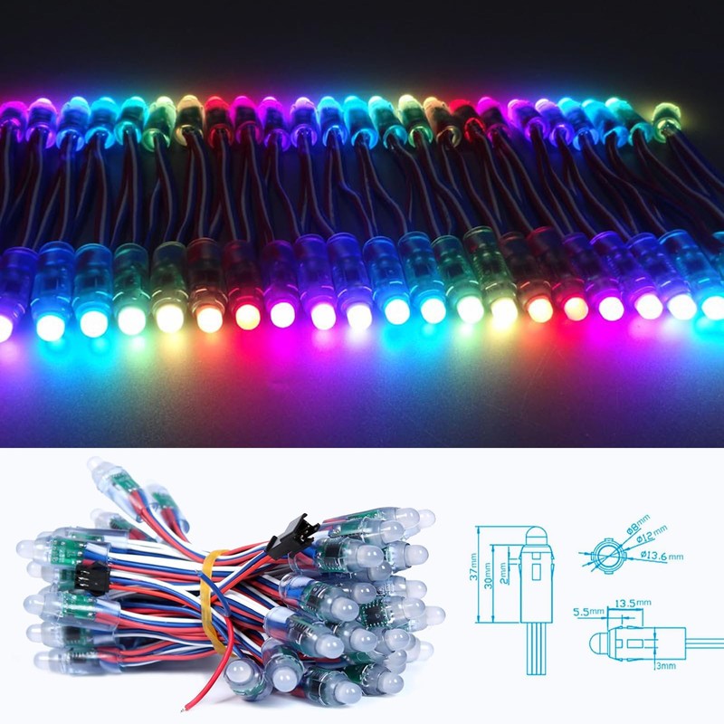 ruimeimei 50PCS DC12V 12MM WS2811 RGB Full Color Pixels Digital