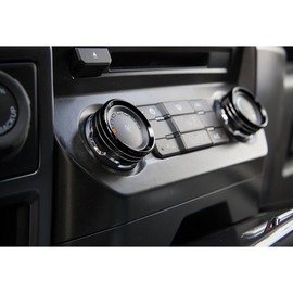 Keptrim for F150 Air Conditioner Switches AC VOL Knob Ring Button Trim for Ford F150 XLT 2015 2016 2017 2018 2019, Black Aluminum 4pcs (Not for 2021 2022)