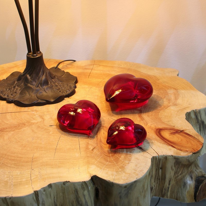 Ca D Oro Medium Red Heart Glass Paperweight Hand Blown