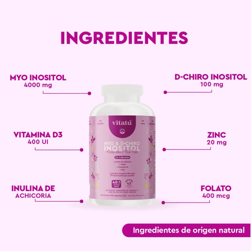 Vitatú | Myo Inositol & D-chiro Cápsulas Sabor Sin sabor