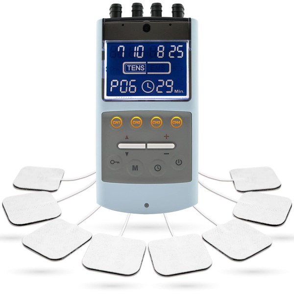 iStim TENS EMS Muscle Stimulator, EV-906 for Pain Relief and Muscle Strengthening, Japanese Gelled Electrodes Included