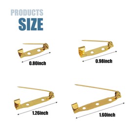 30 Pcs Brooch Pins, 4 Sizes Pack, Gold Boutonniere Pins Bar Pins Badge Pins Safety Pins for DIY Craft Badge Name Tag (Gold)