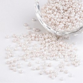 Handicraft Emporium Opaque Glass Seed Beads | Lustered | 3mm | White | 50g