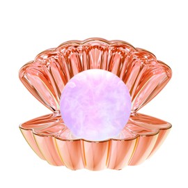 LKUA Shell Pearl Beach Themed Night Light, RGB 8 Colors Changing Mood Shell Pearl Lamps, Bedside LED Clamshell Portable Night Lights for Bar (Electroplated Rose Gold)