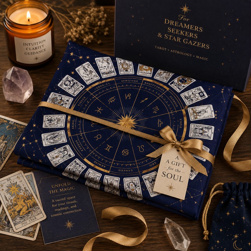 12 Zodiac Tarot Card Tablecloth for Readings – Foldable Card