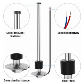 Geloo Geloo Stainless Steel Marine Fuel Sending Unit 0-190 ohms, Black, Automatic, Normally Closed, IP67 Rated