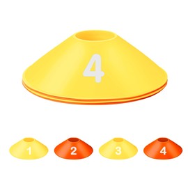 Fifizz 4 Pack Soccer Cones for Sports Training, Football, Soccer, Basketball, Coaching, Practice Equipment, 2 Yellow& 2 Orange，F004