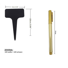 Plant Signs for Outdoors, Weatherproof, Pack of 200 6 x 10 cm Plant Stakes, T-type Plastic Plug-in Labels, Plant Signs for Labelling and Pen Plant Signs