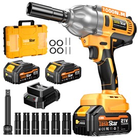 1000N Cordless Impact Wrench 1/2 inch, Brushless Motor, Built-in LED, Variable Speed Trigger with 3-Mode Speed, 2 x 4Ah Battery and Charger Included, 738 Ft-lbs High Torque Impact Gun for Car Home