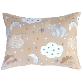 Comfy Turtles 13 x 18 Inch Toddler Size Pillowcase - Natural Cotton - Pillow Cover for Children, Boys, Girls & Kids - for Sweet Dreams, Sleeping & Travel - Soft & Breathable - Beige Moon Stars