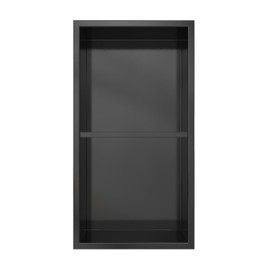 Odass | Shower Niche | 24" X 12" | NO Tile Needed ­| Rectangular Stainless Steel #304 Niche | Matt Black Recessed Single Shelf Organizer | Bathroom Storage for Shampoo Bottle