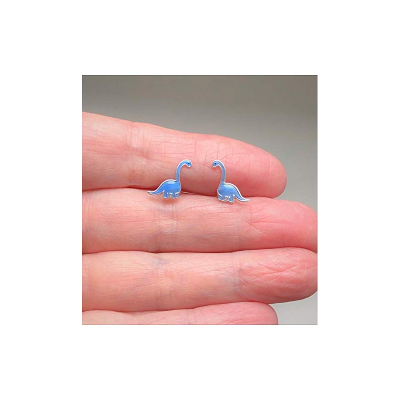 Blue Dinosaur Earrings - Sterling Silver