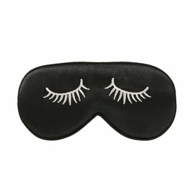 townssilk 100% Silk Sleep mask with Adjustable Strap,Comfortable and Super Soft Eye mask Ultimate Sleeping aid,blindford Black pattern2