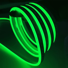 Vasten LED Neon Strip Light - Neon Flex LED 16.4ft/5m 12V DC LED Neon Strip Light, Silicone LED Neon Flexible Strip Cut 1cm for Indoor Outdoor DYI Signage Decor (Power Adapter not Included) (Green)