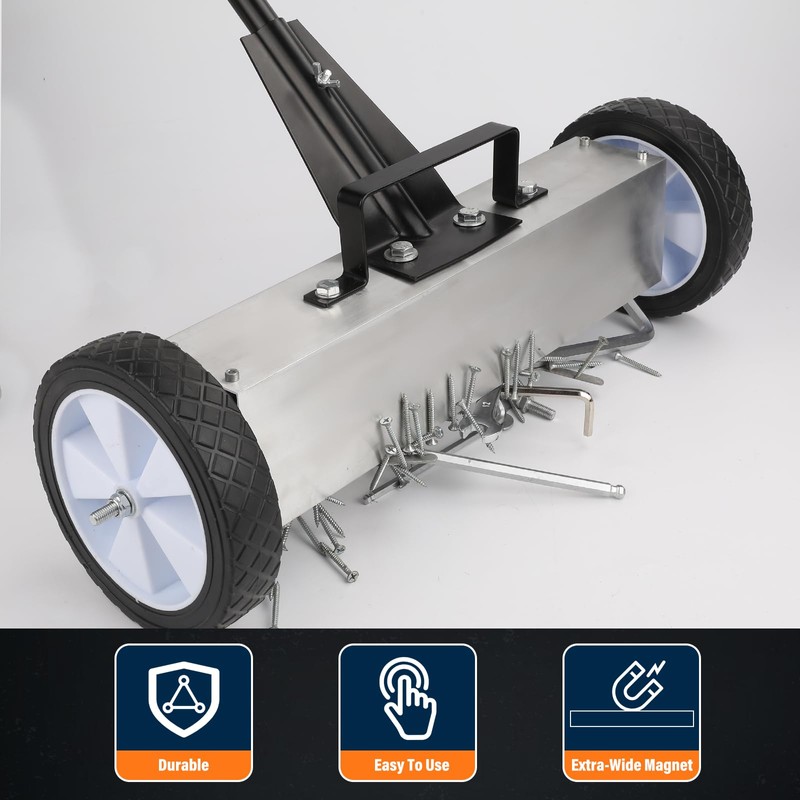 E BAVITE 50Lbs Nail Magnetic Sweeper,24 Inch Heavy Duty Telescopic