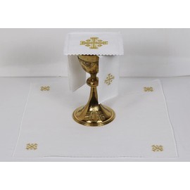 Altar Linens Set with Jerusalem Cross Design (Pall, Purificator, Corporal, Towel)