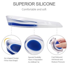 Youery 2 Pairs of Heel Spur Insoles, Orthopaedic Gel Insoles for Shoes, Gel Insoles for Pain Reduction, Comfortable Professional Shoe Insoles, Heel Spurs (M (40-45))