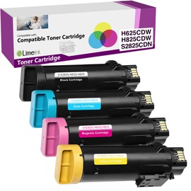 Limeink 4 Pack Compatible Replacement Cartridges for Dell H625cdw H825cdw S2825cdn High Yield Laser Toner Cartridges For Smart Color Printers H625 H825 s2825 Ink (1 Black, 1 Cyan, 1 Magenta, 1 Yellow)