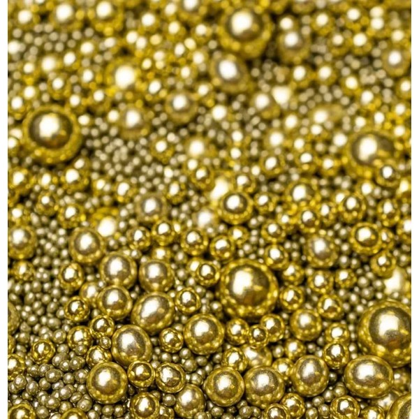 Metallic/Shimmer Balls Edible Cupcake Cake Topper Sprinkles (35g Pouch) (Metallic Gold)