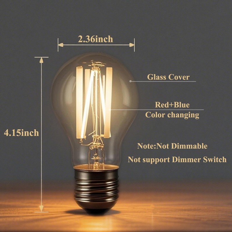 SHUWDKAR 3 Color Temperature LED Bulb E26 Medium Base, Red