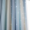 2pc Curtain Simple Gradient Hollow-out Star Pattern Double Layer Blackout