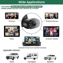 GreenYi WiFi Car Baby Camera with IR LEDs, Wireless to Monitor 720P HD Rear/Front View Reverse Camera for Aftermarket Android Radio Head Units iPhone iPad Android Smartphones Tablets