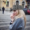 Houndstooth Pattern Hat Chic Fiddler Cap for Women – Fashionable