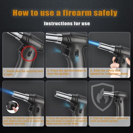 Torch lighter, Butane Torch Cooking Torch with Safety Lock & Adjustable Flame for Cooking, BBQ, Baking, Brulee, Creme, DIY Soldering(Butane Not Included)