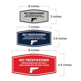 Fancy No Trespassing Trespassers Will Be Shot. Survivors Will Be Shot Again Sign (Black) - Small