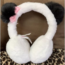 Claire’s GIRLS PANDA EARMUFFS WHITE PLUSH PINK BOW SUPER CUTE!!