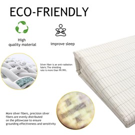 Sábanas de tierra con fibra plateada y algodón orgánico, sábanas conductivas de conexión a tierra con cable de conexión a tierra de 15 pies, conexión a tierra para mantener un buen sueño, natural