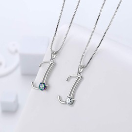 Aurora Tears Letter J Necklaces 925 Sterling Silver Mystic Rainbow Topaz Alphabet Initial J Pendant Jewellery Gifts for Women and Girls DP0195J
